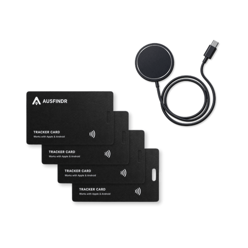 OzLocatr Card 4-Pack & Wireless Charger Bundle